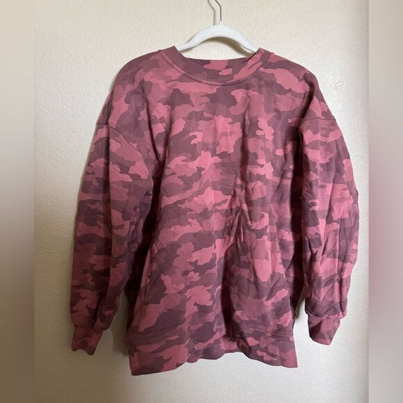 lululemon Perfectly Oversized Crew Sweatshirt Sz 8 Camo Brier Rose - Picture 2 of 5